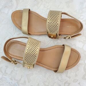 Womens Gold Tommy Hilfiger Keira Sandals w/ Gold Hardware Size 9